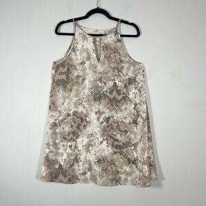 Black Swan Swing Dress Womens Medium Neutral Snake Print Satin Feel Sleeveless